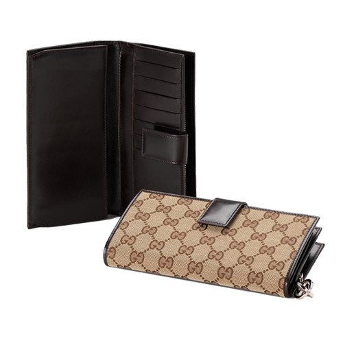 Brun Gucci Continental Porte-Monnaie Avec Verrouillage Charme